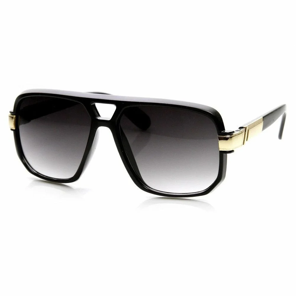 Trendy Men Sunglasses Square Black Lens Gold  Classic Retro Street Wear‎